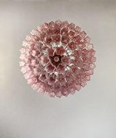Magnifique lustre américain moderne et élégant, style nordique vintage, en verre rose, à plusieurs niveaux, pour hôtel, villa, escalier, maison, salle à manger