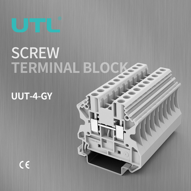 UT Series Replacement 4 mm Screw Type Din Rail Terminal Block Wire Connector Contact 1000V for Electricity Project