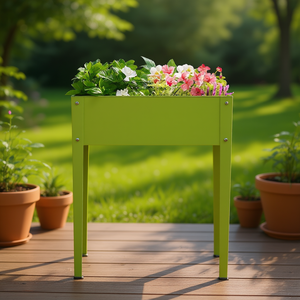 Jardinière surélevée en métal pour extérieur, 24,5 x 12,5 pouces, vert fruit, design moderne pour fleurs et plantes - Product Image 2