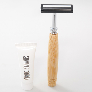 Wholesale Disposable <strong>Straight</strong> <strong>Razor</strong> Metal Manual Shaver Twin Blade Natural Bamboo Handle Face Shaving <strong>Razor</strong> <strong>Kit</strong> Men Customized - Product Image 1