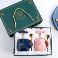 Coffret cadeau personnalisé avec impression en couleur Boîte en carton dur de haute qualité Boîte d'emballage réutilisable exquise pour tasse en céramique, cuillère