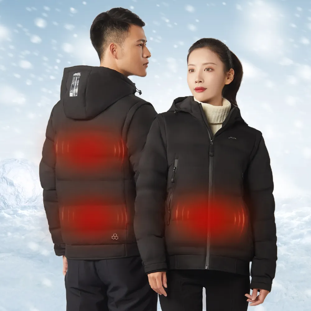 USB Battery Quilted Graphene Electric Heated Far Infrared Jacket Winter For Men Women Black Stand Waterproof Jacket Slim Knitted