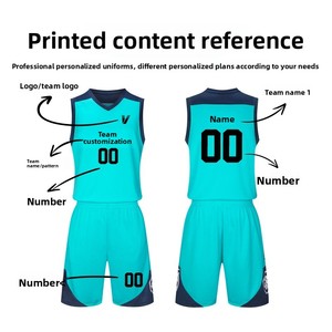 Ensemble d'uniformes de basketball en jersey pour hommes et femmes, vêtements d'entraînement, compétition universitaire, veste de sport d'équipe, personnalisation, séchage rapide - Product Image 2