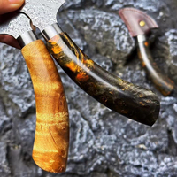 Couteau de camping multifonctionnel à lame fixe en acier damas à 78 couches avec manche en bois et étui en cuir