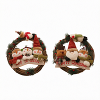 Künstlicher Weihnachts-Rankenkranz mit Schneemann, Weihnachtsmann und Elch, Girlanden-Anhänger, Dekoartikel, Feiertagsgeschenk, Wanddekoration