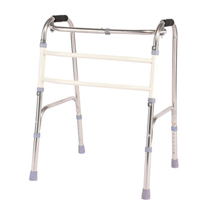Déambulateur à double pliage en acier inoxydable, réglable en hauteur, antidérapant, à quatre pieds, pour le soutien de la mobilité - Product Image 1