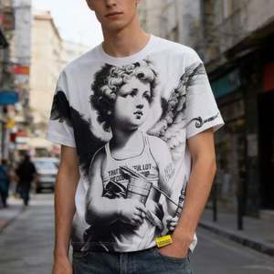 THAT'S <strong>T</strong> <strong>Shirts</strong> AWFUL Summer New Fashion <strong>Madonna</strong> Men's Hip Hop 100% Cotton 240g Short Sleeve Loose Fit Quick Dry Breathable - Product Image 3