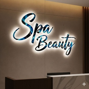 Insegna <span class=keywords><strong>LED</strong></span> Personalizzata 3D per <span class=keywords><strong>Aziende</strong></span> di Bellezza e Spa, Logo Illuminato in Metallo Dorato Retroilluminato a <span class=keywords><strong>LED</strong></span> - Product Image 2