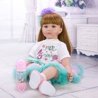 Muñeca Reborn en Oferta, 60 cm, Linda Niña con Cabello Largo, Muñeca Reborn de Silicona para Regalo de Niña