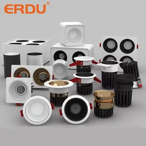 ERDU LED Refletores de teto interno 4w interruptor de controle tricolor mutável anti-reflexo mini holofote 12w cob iluminação do ponto de teto