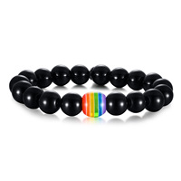 Lgbtq Pride Bracelet perlé Cornaline Blanc Turquoise Pierre naturelle Coeur Sheaped Bracelet fermoir magnétique