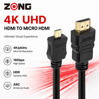 Câble Micro HDMI vers HDMI plaqué or 4K pour appareil photo, ordinateur portable, téléviseur HD, moniteur