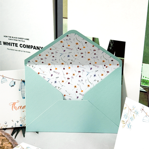Enveloppes à rabat <span class=keywords><strong>euro</strong></span> vert menthe avec doublure florale, enveloppes d'invitation en papier perlé épais pour cartes de mariage - Product Image 3