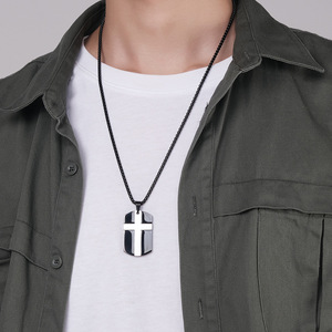 Collier avec pendentif croix militaire en acier inoxydable, bijoux unisexes, accessoire de mode - Product Image 3