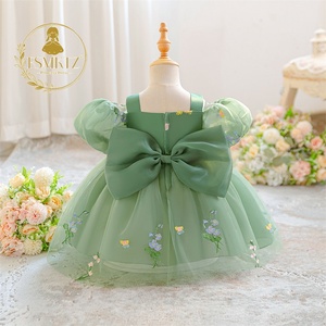 Vestito Verde Floreale Gonfio per Bambine, Abito Estivo Carino per Eventi e Feste, Abbigliamento per Bambine - Product Image 4