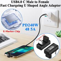 Adaptateur de données USB4.0 PD240W à charge rapide, connecteur en U, 80 Gbps, Type C mâle vers femelle, convertisseur USB C multifonctionnel, 8K UHD