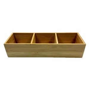 Cesta de baño de bambú rectangular con compartimentos para artículos de aseo y toallas, organizador de escritorio - Product Image 1