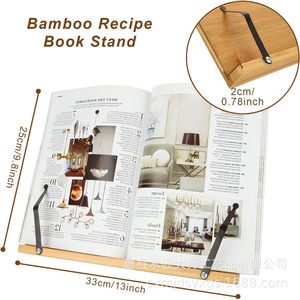Soporte de lectura de bambú, soporte de escritorio para libros con ángulo ajustable para estudiantes, estantería multifuncional - Product Image 5