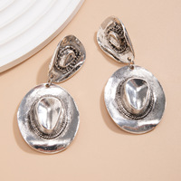 Personnalité Dangle Cowboy Chapeau Pendentif Boucles D'oreilles Femmes Or Argent Mode Boucles D'oreilles En Gros En Vrac