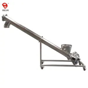 DZJX Automatic Mini Inclined Ss304 Spiral Shaftless Screw Feeder Conveyor Auger Conveyors For Grain Spice Powder With 100L