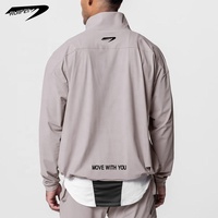 Veste de sport oversize imperméable pour homme avec logo personnalisé, en nylon et élasthanne, coupe-vent à col zippé, idéale pour la course et la gym