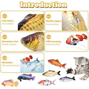 Doe, accesorios para mascotas, cargador USB, gato, pez, juguete de peluche suave, simulación <span class=keywords><strong>3D</strong></span>, baile, meneo, interacción, favores, gato, mascota, juguete para masticar - Product Image 3