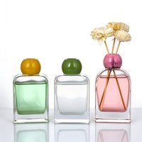 Bouteille diffuseur de parfum en verre transparent avec base épaisse, élégante et carrée, pour la décoration de la maison, disponible en 100ml, 120ml, 180ml, 200ml, 350ml