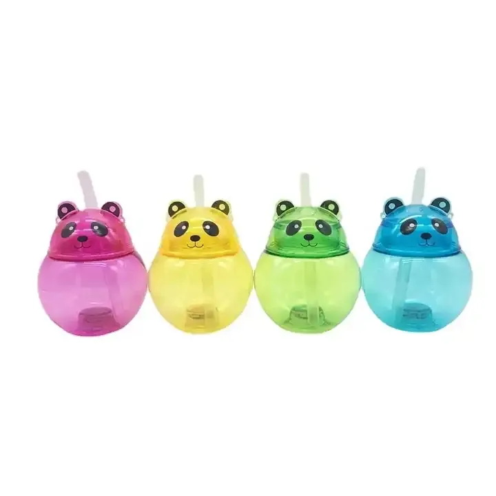 Hot Bán 500Ml Panda Pet Chai Nước Giải Khát Với Rơm Cup Có Thể Treo Trà Sữa Cup Bóng Hình Dạng Cup Với Ánh Sáng