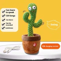 Jouet en peluche cactus dansant répétant des chansons anglaises chantant et parlant cadeau de vacances en peluche rougeoyante