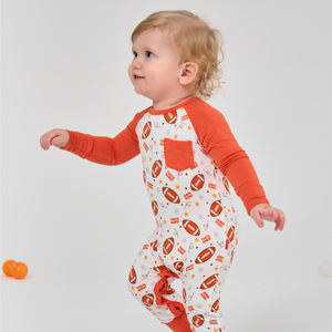 ชุดรอมเปอร์เด็กทารกผ้าฝ้ายออร์แกนิคลายการ์ตูนรักบี้ แขนยาว ดีไซน์ไม้ไผ่ ชุดจั๊มสูทเด็ก ชุดนอนเด็กแบบมีเท้าในตัว ขายส่ง - Product Image 2