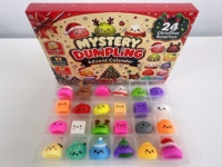 Nouveau Calendrier de l'Avent de Noël : Boîte Mystère 24 Pièces – Ensemble de Jouets Squishy Fidget en Forme de Dumpling – Compte à Rebours Surprise – Cadeau de Fêtes