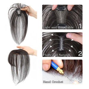 Extensiones de Cabello <span class=keywords><strong>Rubio</strong></span> de Alta Calidad Tipo T 5*7 con Base de Seda y <span class=keywords><strong>Flequillo</strong></span> Francés, Clip para Fijar, Cabello Humano <span class=keywords><strong>Rubio</strong></span> con <span class=keywords><strong>Flequillo</strong></span> - Product Image 3