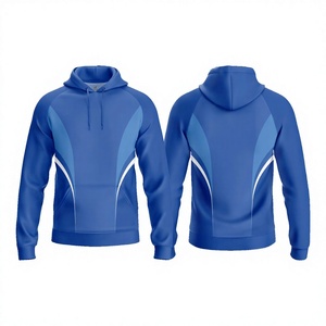 Sweat-shirt à capuche bleu pour homme, manches raglan, imprimé color block, respirant, décontracté, tricoté en polyester, coupe classique, devant imprimé - Product Image 1