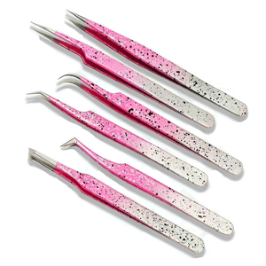 Pinzas de Precisión para Cejas y Pestañas de Acero Inoxidable de Color Hermoso, Marca Privada Rusa, Antimagnéticas, con Punta, Logotipo Personalizado - Product Image 1