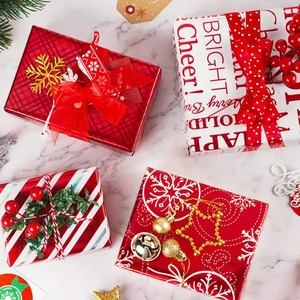 Custom Eco-Friendly Happy Holiday Red <b>White</b> Pattern Metallized <b>Wrapping</b> <b>Paper</b> Roll 76CM Double-Sided Coated Digital Packaging - Product Image 4
