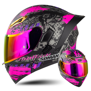 หมวกกันน็อคแบบเปิดคาง <span class=keywords><strong>SOMAN</strong></span>  แบบมีเลนส์คู่ ได้รับมาตรฐาน DOT หมวกกันน็อคแบบโมดูลาร์ พร้อมแผ่นปิดหน้าสองชั้น หมวกกันน็อคสำหรับมอเตอร์ครอส ใช้ได้ทุกฤดู - Product Image 2
