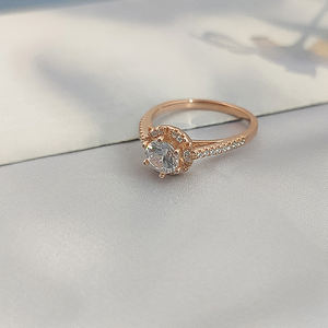 Sparkle Jóias Cubic Zirconia Promessa Noivado Casamento Dedo Rose Banhado A Ouro Real Prata Anel Pinky Mulheres - Product Image 4