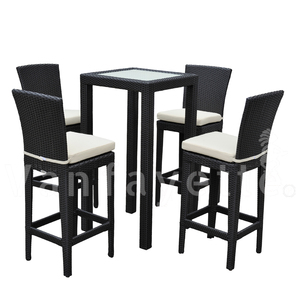 Vanfayette Wicker Rattan <strong>Garden</strong> <strong>Bar</strong> <strong>Table</strong> <strong>and</strong> <strong>Stools</strong> Tiki <strong>Bar</strong> Set High Back PE Rattan for Restaurant Coffee <strong>bar</strong> Outside Decor - Product Image 4