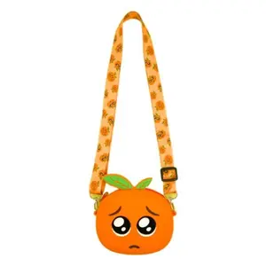 Großhandel kreative lustige orangefarbene Form Karikatur niedlich niedlich weiche Silikon-Schultertasche für Kinder