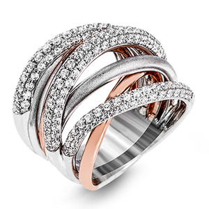 Anello da Donna con Design a Linee Bicolore, Stile Pavé, Gioiello alla Moda per Uso Quotidiano - Product Image 1