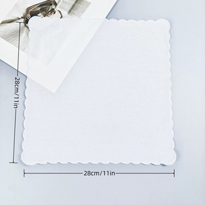 Pañuelo de algodón blanco con borde de encaje para boda y Navidad, de algodón peinado - Product Image 4