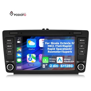 Rádio de Carro Podofo <span class=keywords><strong>Android</strong></span> 6 + 128G 8 ''Carplay Sem Fio <span class=keywords><strong>Android</strong></span> Auto GPS Wifi para Skoda Octavia II/MK2 /Yeti/Rapid/Superb OEM - Product Image 1