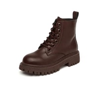 Bottes à plateforme pour femme style britannique, semelle épaisse, respirantes, noires et marron, à lacets, fermeture éclair arrière, bout fermé, rehaussantes, été