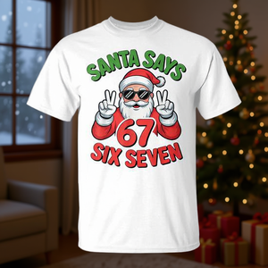 Santa Says 67 Six Seven Camiseta navideña con diseño de meme Gen Alpha - Product Image 3