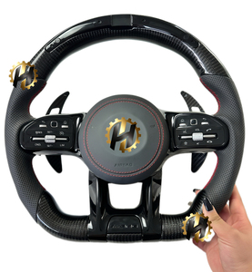 <span class=keywords><strong>Volant</strong></span> de course en fibre de carbone de style HZ Factory, assemblage en cuir pour la couverture, pour <span class=keywords><strong>Mercedes</strong></span>-Benz <span class=keywords><strong>Classe</strong></span> <span class=keywords><strong>E</strong></span> pour GT - Product Image 1