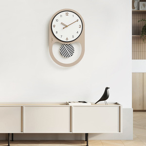 Wozoom <b>Wall</b> <b>Clock</b> Oval 29cm X 47.5cm <b>Silent</b> Quartz Battery Powered Living Room Decoration Modern Minimalist Style - Product Image 3
