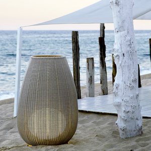 Lampe de sol en rotin moderne pour l'extérieur, avec climatisation ou batterie Li-ion de 10000 mAh, rechargeable, étanche IP65, pour la plage, le jardin - Product Image 5