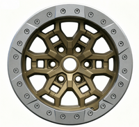 Jantes en alliage forgé tout-terrain personnalisées, centre bronze mat avec anneau simulé beadlock argenté, 17-20 pouces, 5x127 6x135