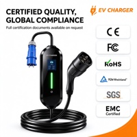 Chargeur EV portable pour câble Type 2, 7 kW, 32 A, 3P, avec contrôle Wi-Fi via application, prise CEE, garantie 24 mois, 5 m