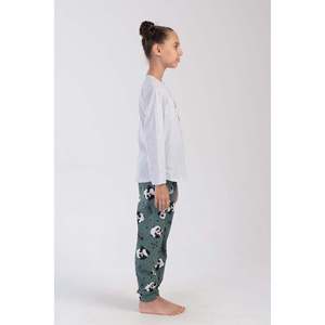 Ensemble de pyjamas pour filles à col rond et manches longues en modal avec poignets ovales, motif rayé et à carreaux, 100% coton, chaud pour l'hiver, pour les âges 7-8/13-14 - Product Image 3